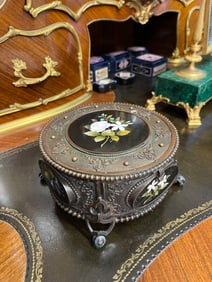 Patinated Bronze & Pietra Dura Decorative Box, Italy circa 1880