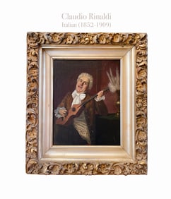 A Musician, A Claudio Rinaldi (1852-1909) Oil on Canvas