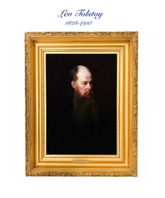 Portrait of Lev Tolstoy, Important 19th C Oil on Canvas
