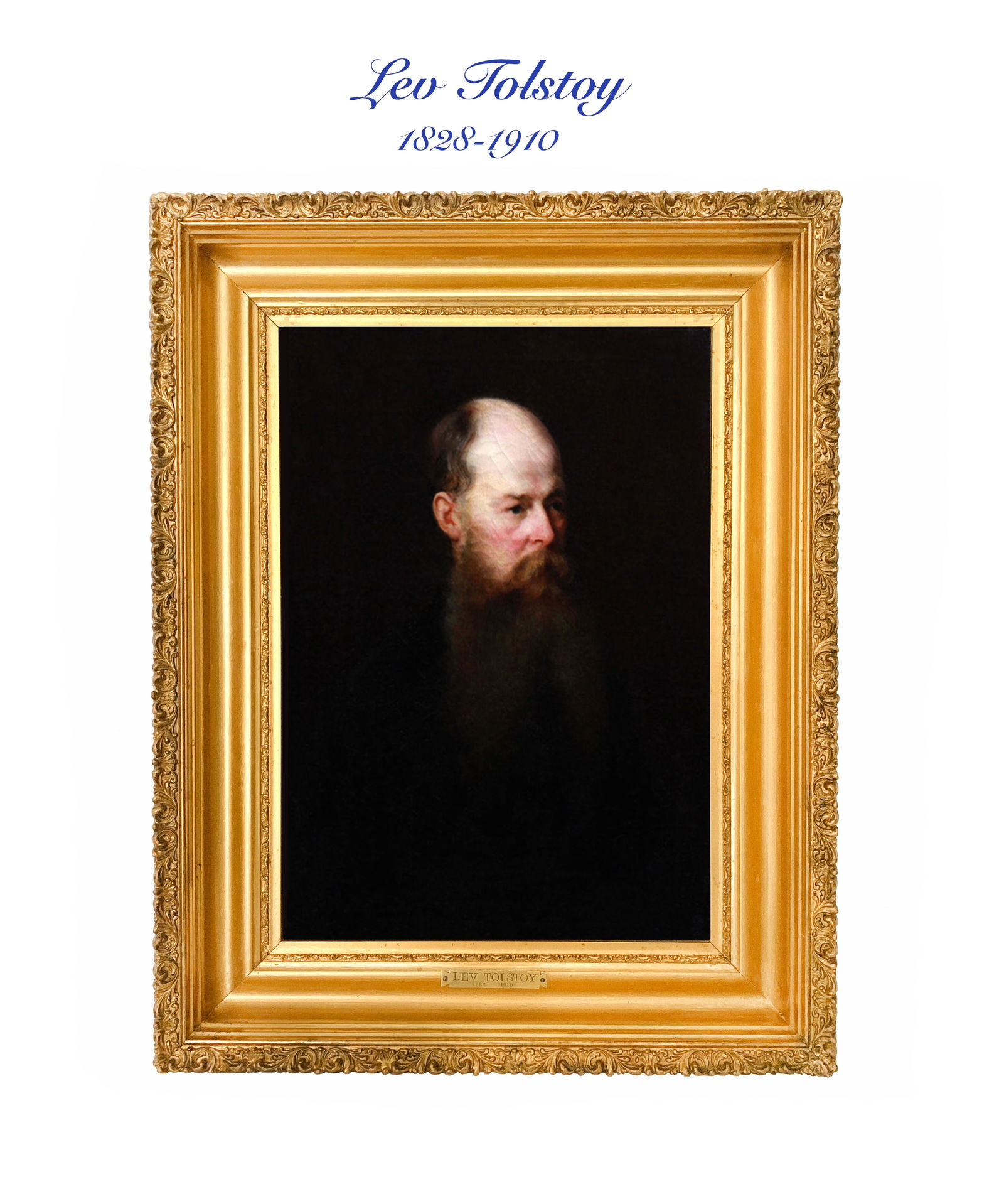 Portrait of Lev Tolstoy, Important 19th C Oil on Canvas: Important 19th C. Russian School Oil on Canvas Portrait Of Lev Tolstoy (1828-1910). Frame: D 24" x 18.1/2", Painting: D 18.1/2" x 13.3/4". About: Leo Tolstoy, Tolstoy also spelled Tolstoi, Russian in