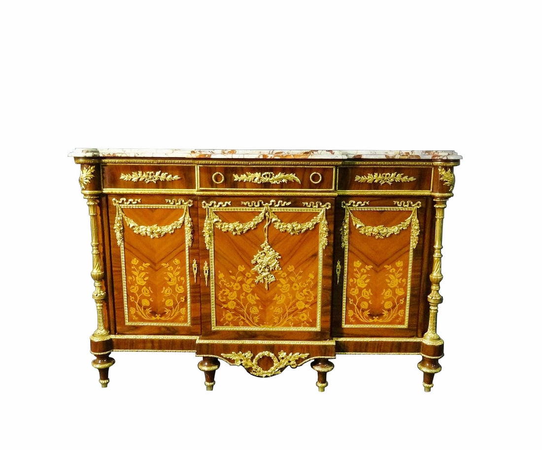 Ormolu Mahogany & Marquetry Commode After Martin Carlin (1 of 7)