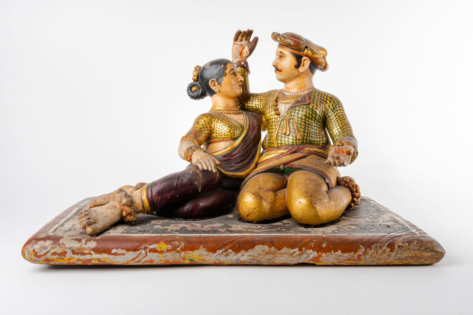 18th C. Indian Polychrome Carved Wood Figural Sculpture (1 of 6)