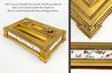 An Ormolu & Chantilly Porcelain Inkwell, France, Circa 1750