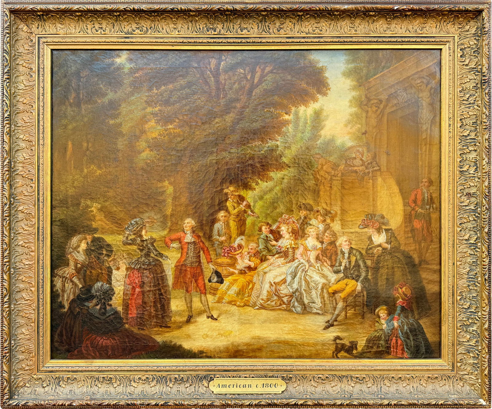 Early 19th Century American Oil On Canvas Painting.: Early 19th Century American Oil On Canvas Painting. 35"x30"