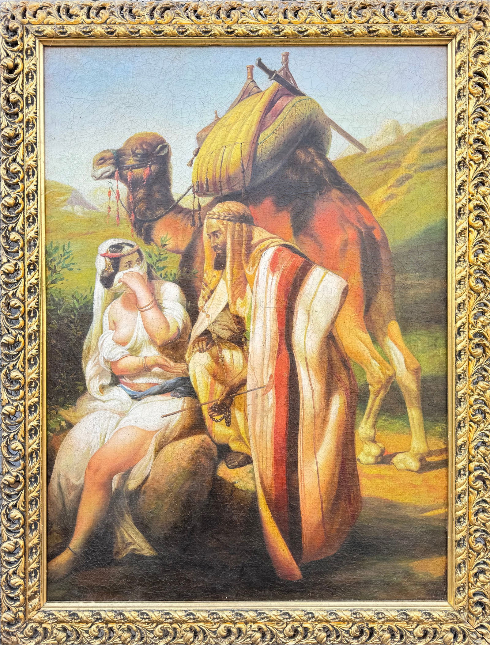 19th Century Italian Orientalist Oil On Canvas Painting: 19th Century Italian Orientalist Oil On Canvas Painting. 50"x38"