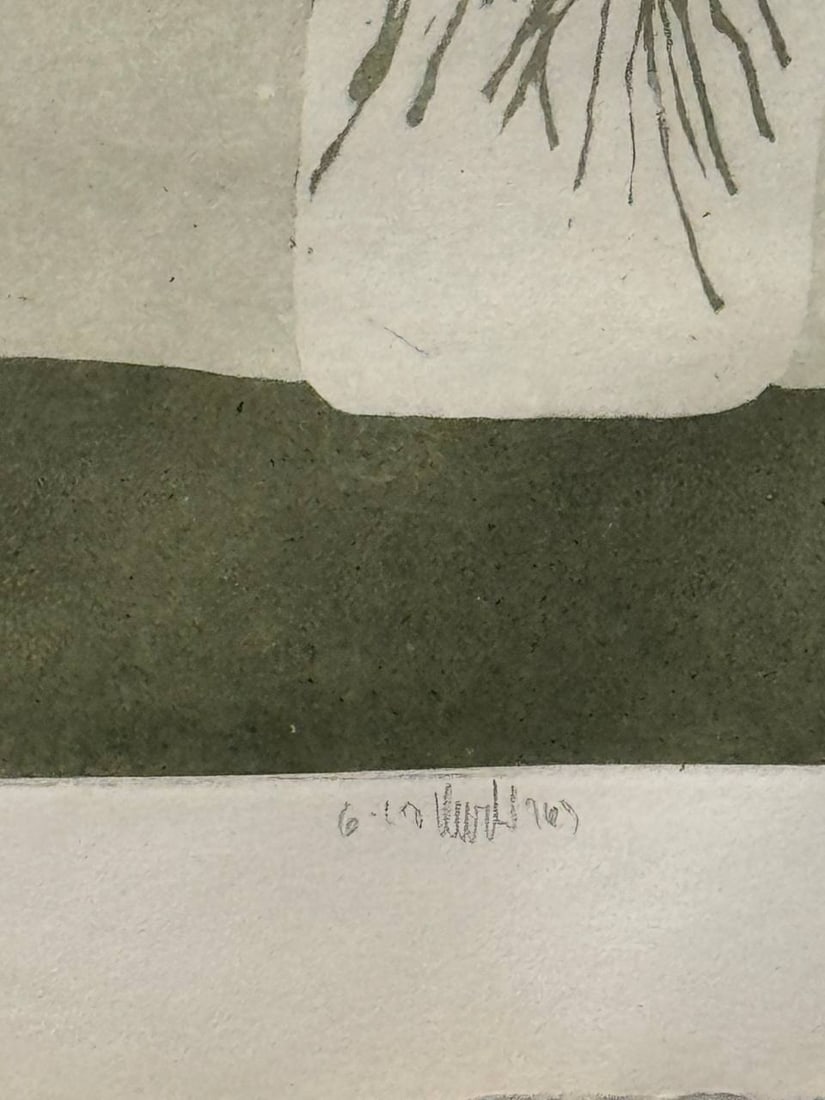 Bouquet Lithograph On Paper Signed & Dated 1917 - 2