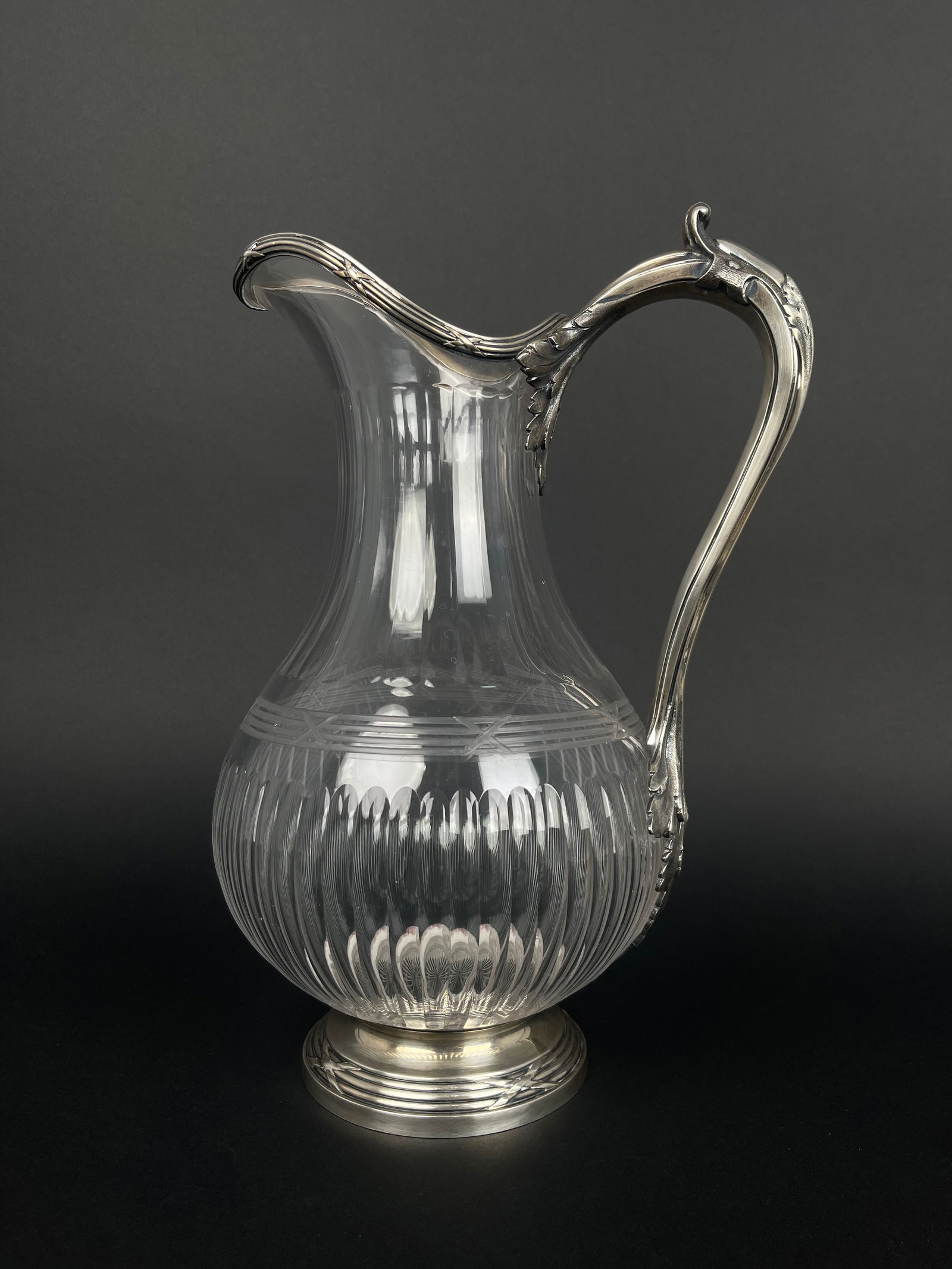 19th Century French Sterling Silver & Crystal Pitcher By Tetard Freres (1 of 12)