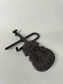 19th Century Hand Made Wrought Iron Violin Shape Lock