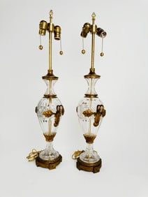 Pair Of 19th Century Austrian Cut Crystal Mounted Gilt Bronze Vases