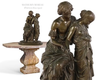 Mathurin Moreau Eurydice & Orpheus Bronze Statue