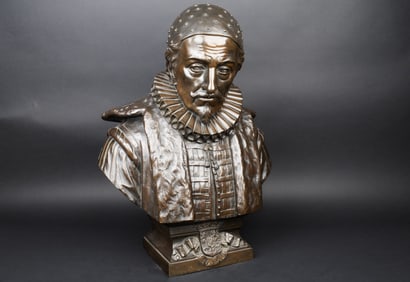 19th Century Patinated Bronze Bust of William Of Orange.