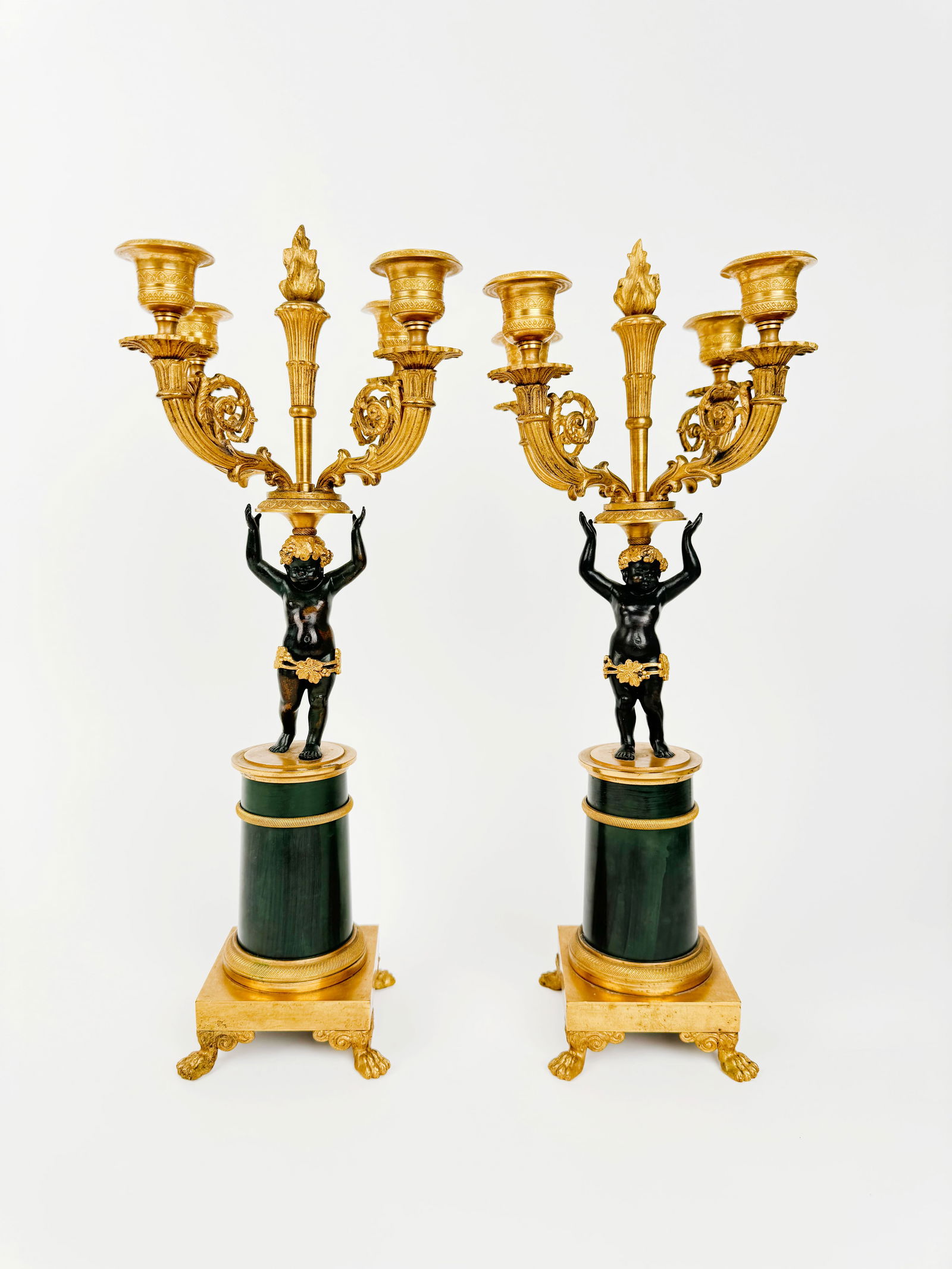 19th Century Pair OF French Empire Patinated & Gilt Bronze Bronze Candelabras (1 of 7)
