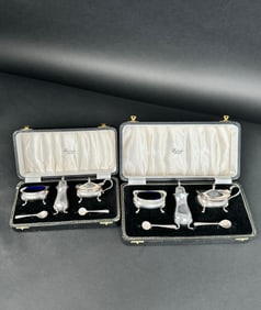 Lot Of 2 Sets Of Harronds Sterling Silver Salt & pepper Cellars