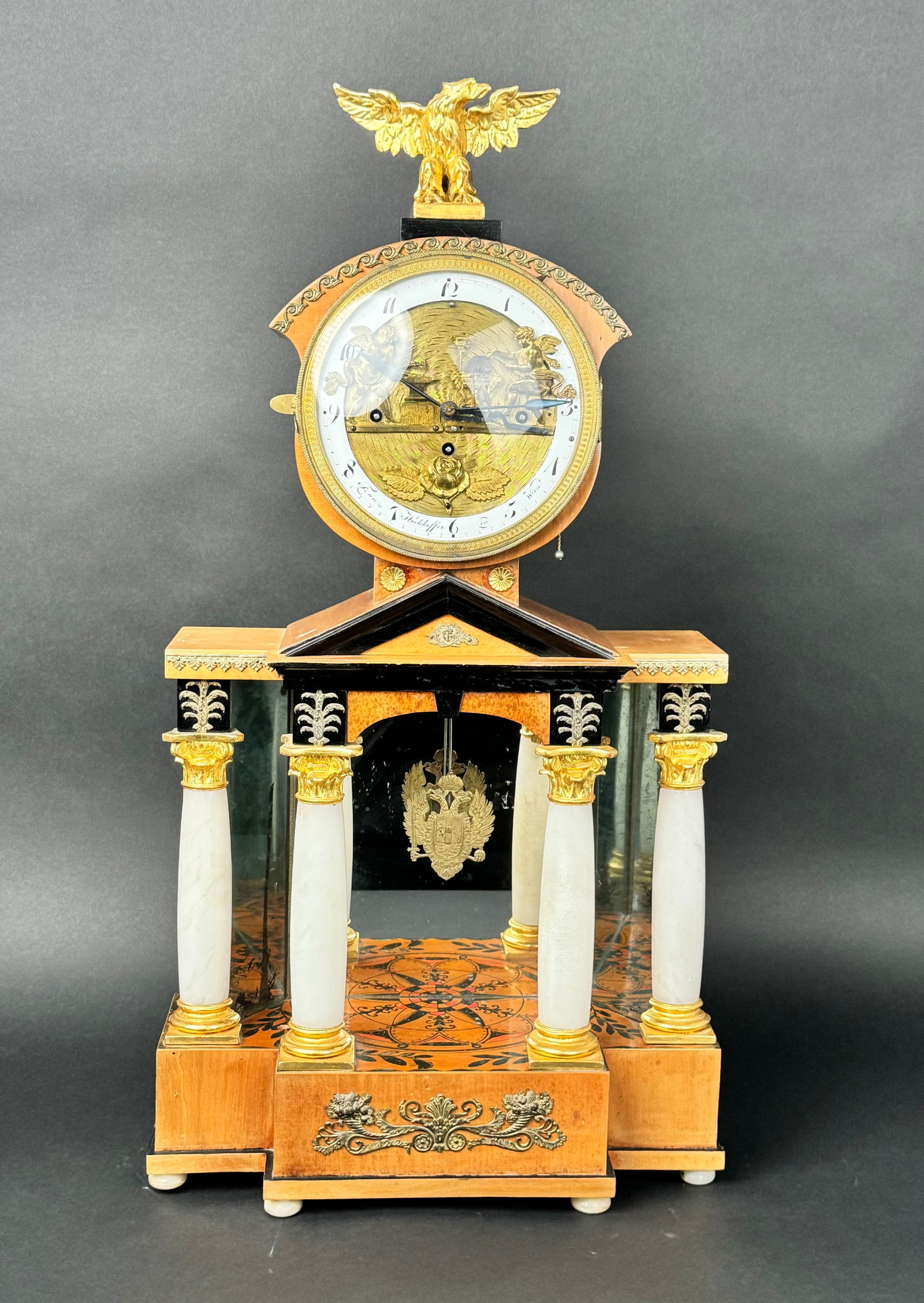 An Austrian Gilt Bronze & Wooden Automaton Mechanical Clock (1 of 8)