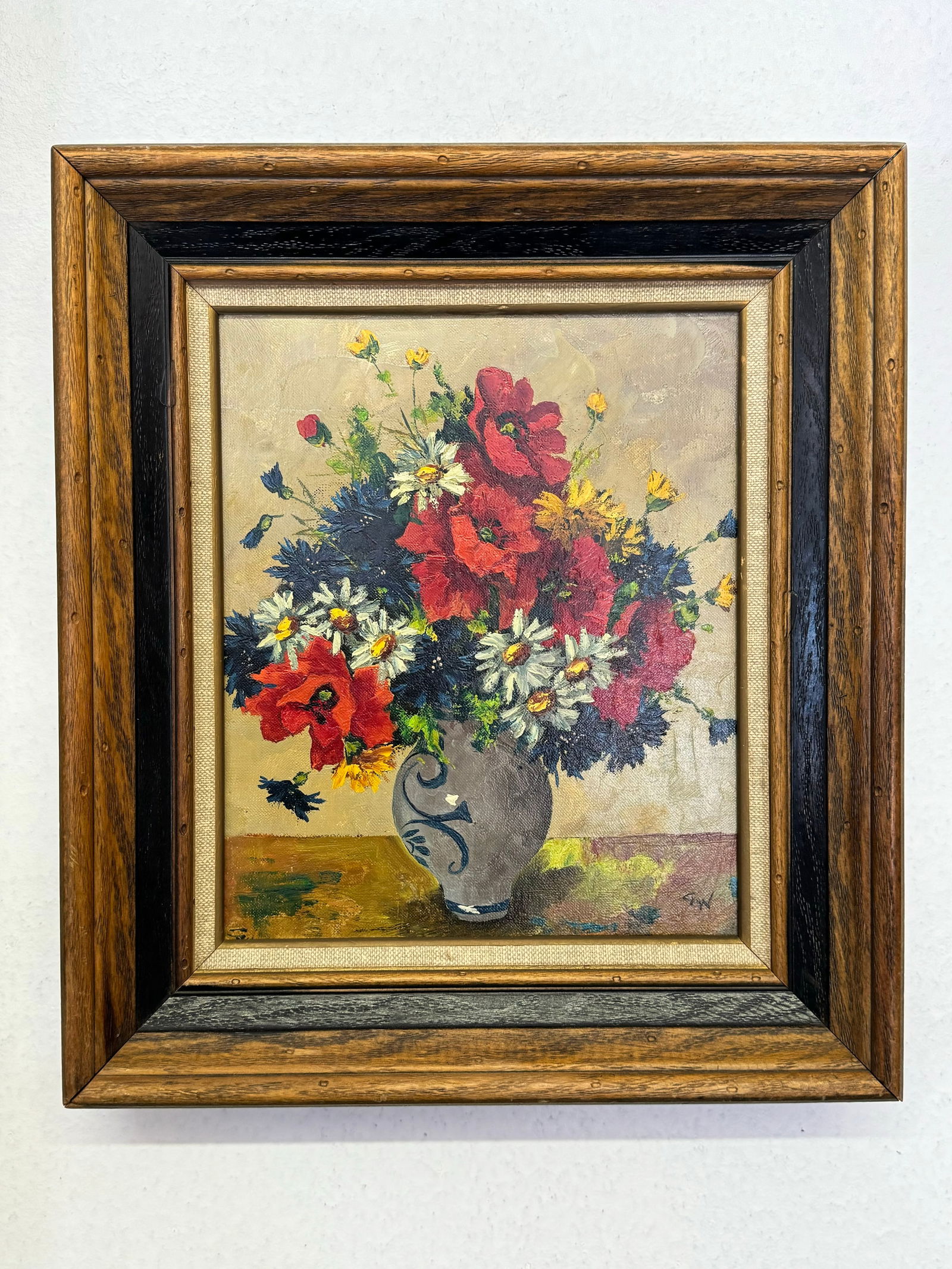 George William HILL (1862-1934): Oil On Canvas Painting Of A Bouquet, 20th Century. Frame: 14-1/2"x16-1/2" painting: 10"x12"