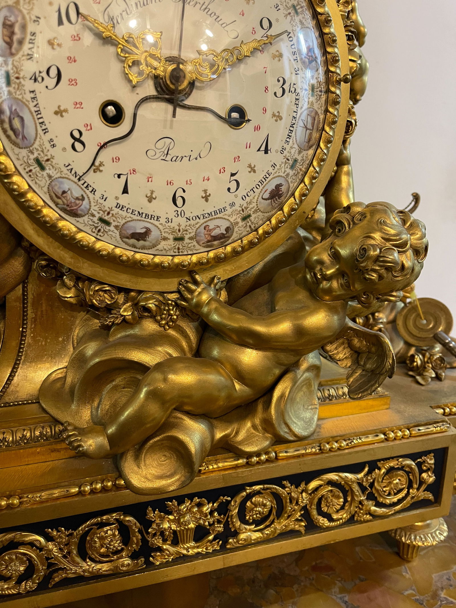 A French Large Gilt Bronze Mantel Clock. By FERDINAND BERTHOUD - 4
