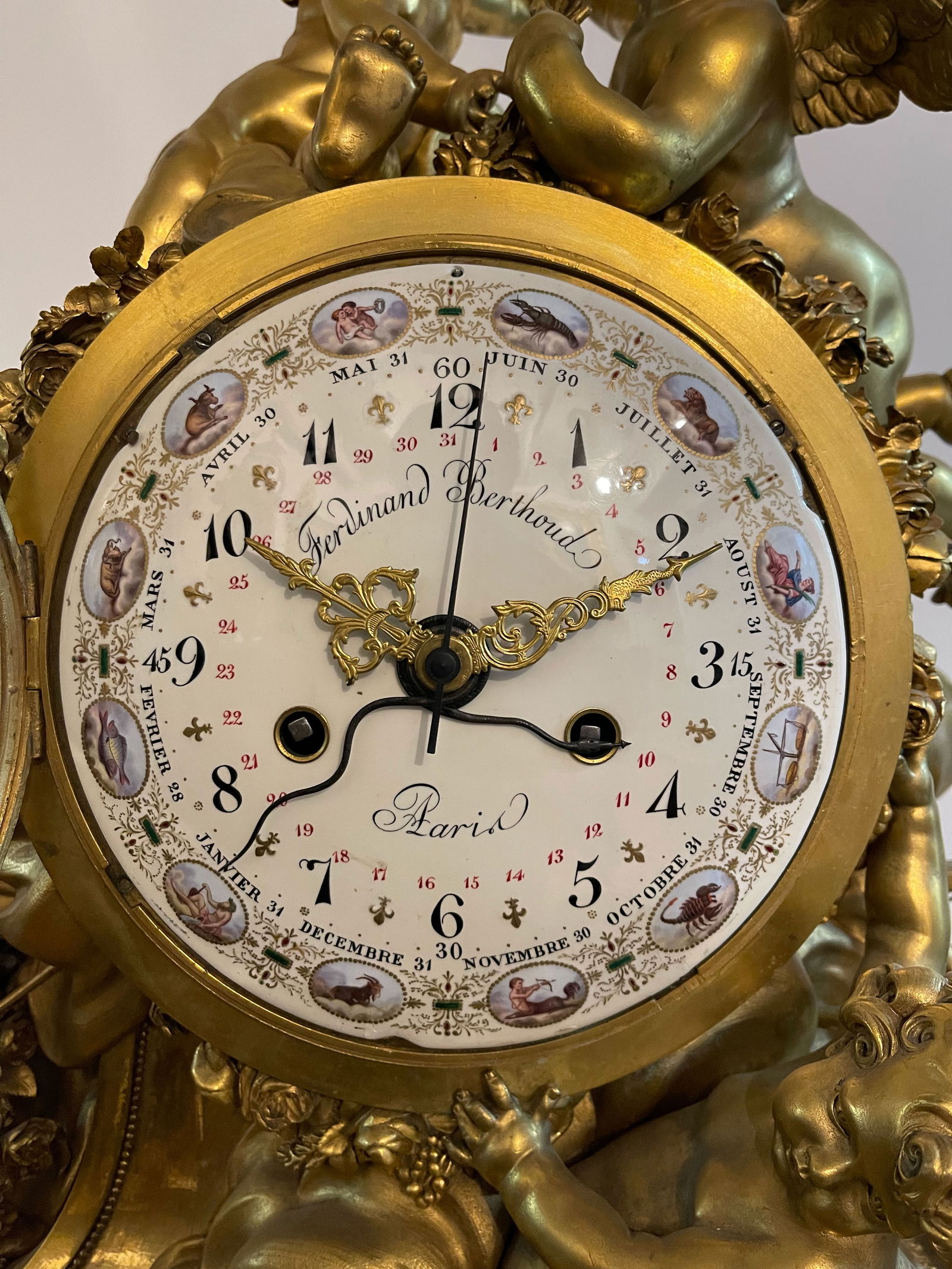 A French Large Gilt Bronze Mantel Clock. By FERDINAND BERTHOUD - 8