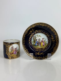 19th Century Royal Vienna Hand Painted Porcelain Cop & Saucer