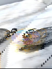 Art Nouveau Sevres Porcelain & Champlevé Enamel Centerpiece