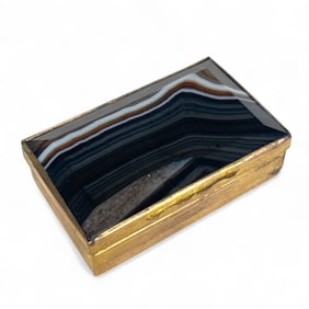 An 18th Century Austrian Gilt Bronze & Carved Agate Box