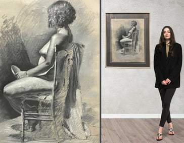 A Pastel Painting of a Seated Nude Signed By The Artist Circa, 1987