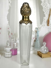 19th Century French Gilt Silver & Glass Perfume Bottle