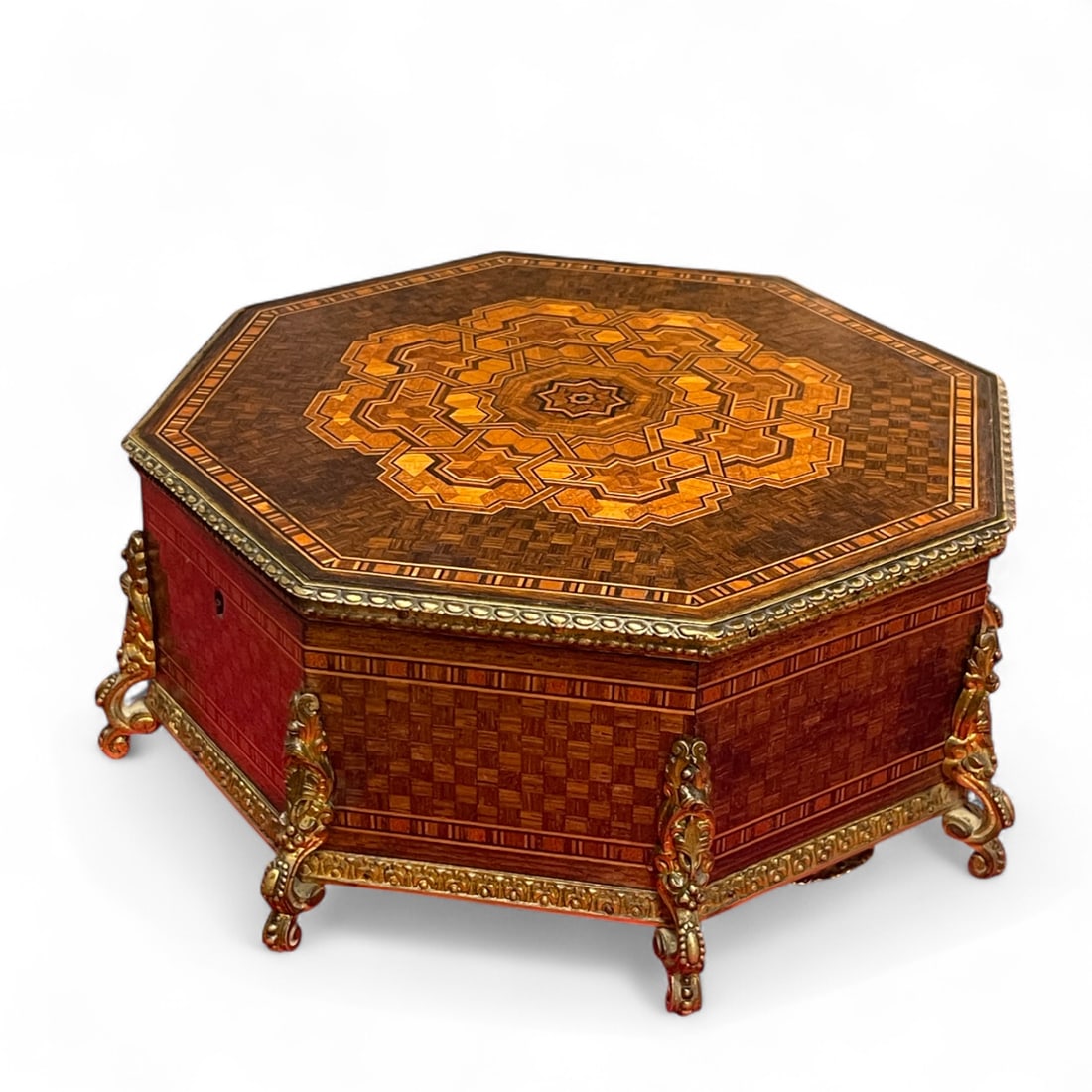 A 19th Century French Ormolu Mounted Parquetry Jewelry Box By Maison Boissier