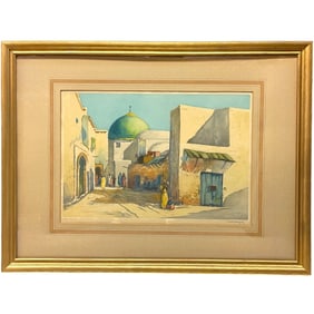 An Orientalist Watercolor Accent Lithograph Signed & Numbered