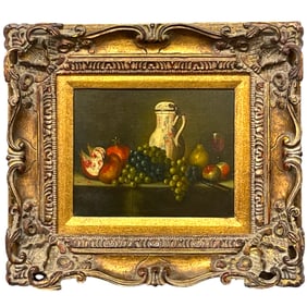 An Oil on Canvas Still-Life Painting Signed By Cotton