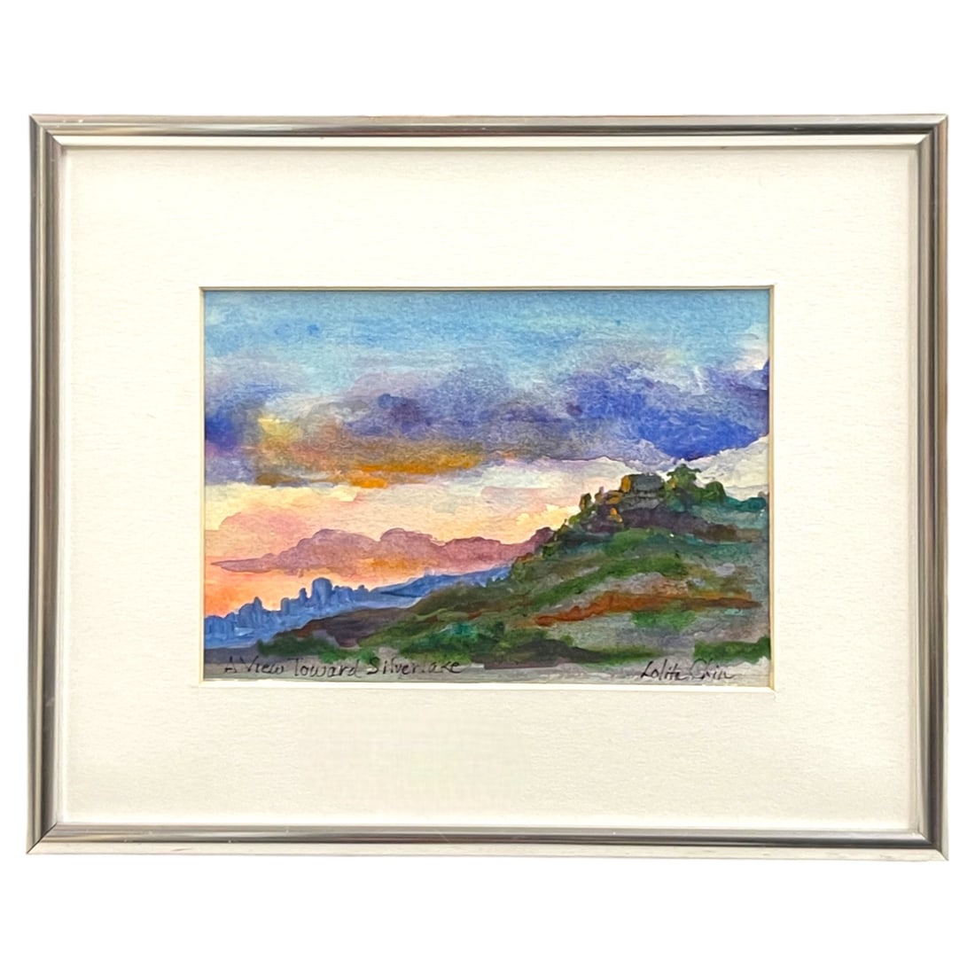 A Watercolor Landscape of Silver Lake, Los Angeles, California By Lolita L. Chin: A Watercolor Landscape of Silver Lake, Los Angeles, California By Lolita L. Chin. 10-1/2" x 8-1/2"