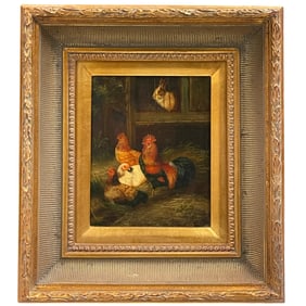 A 19th Century Oil on Canvas Painting of a Barn