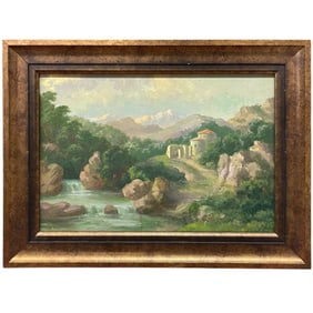 A French Oil on Board Landscape Painting