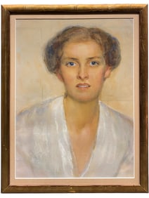 An Art Nouveau Watercolor & Pastel on Paper Painting By Charles Chaplin