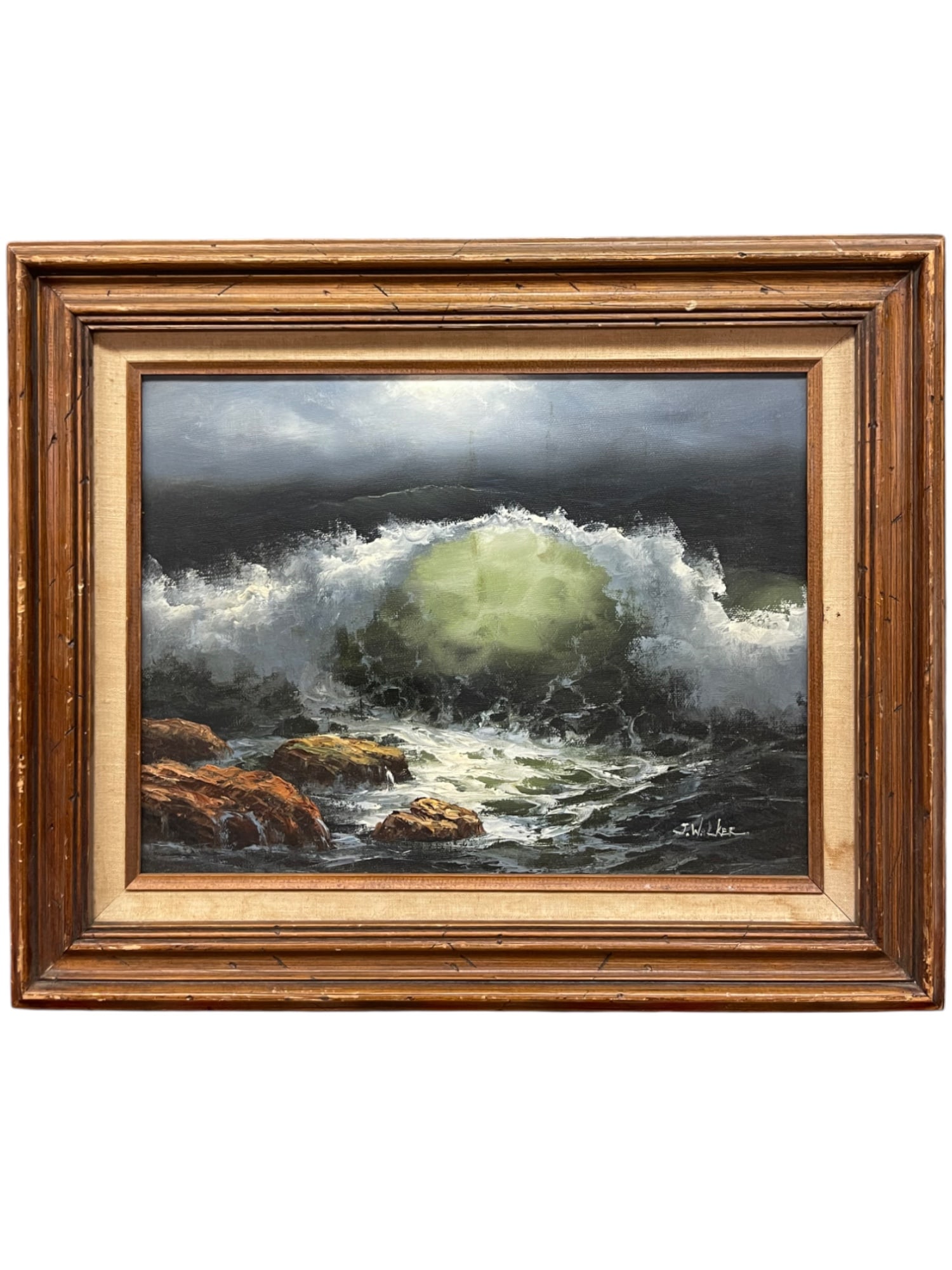 An Oil on Canvas Painting of a Wave: An Oil on Canvas Painting of a Wave. 21" x 17"