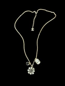 An Authentic 18k Gold Plated Enamel & Pearl Chanel Necklace