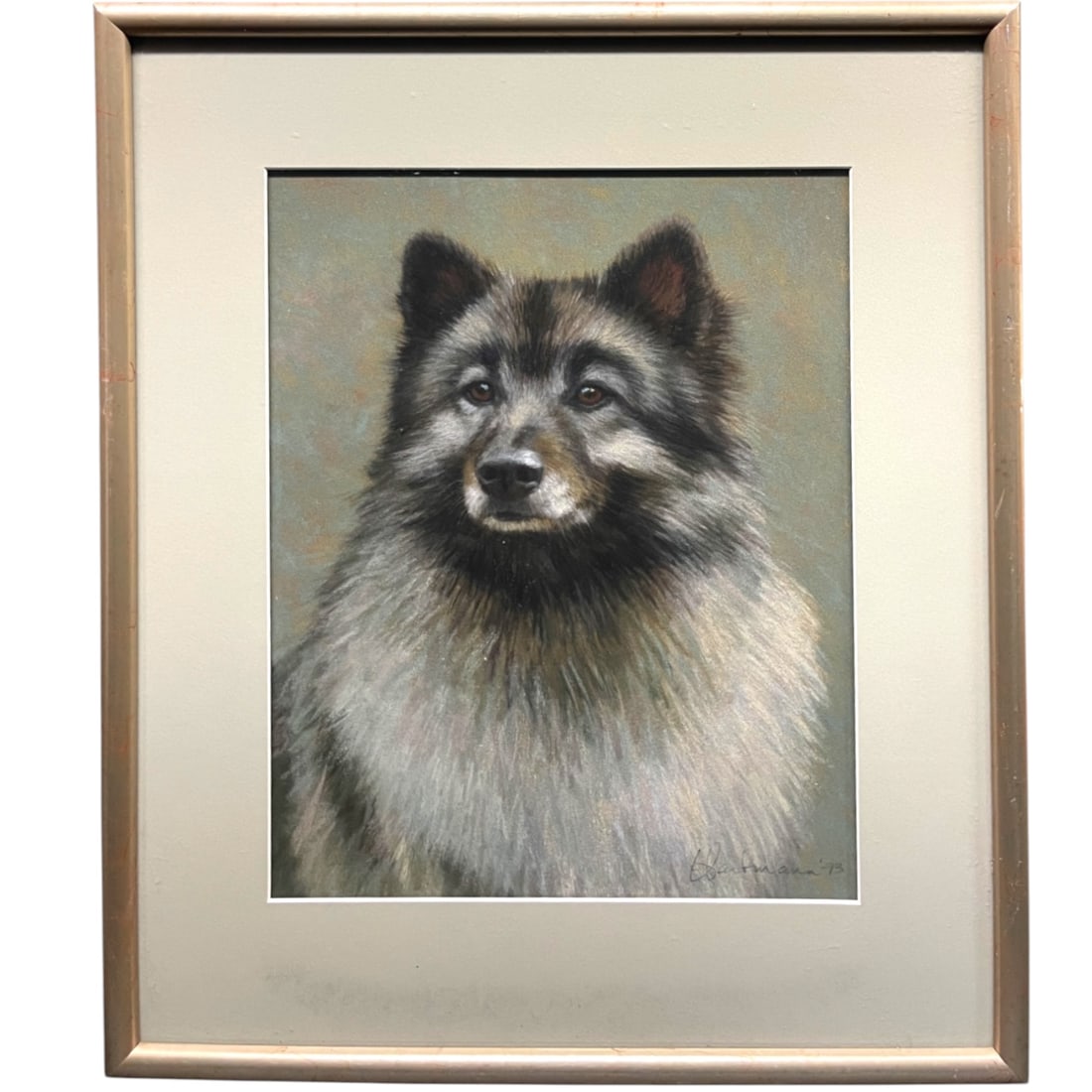 Pastel on Paper of a Husky: Pastel on Paper of a Labrador. Frame: 16-1/2” x 20”