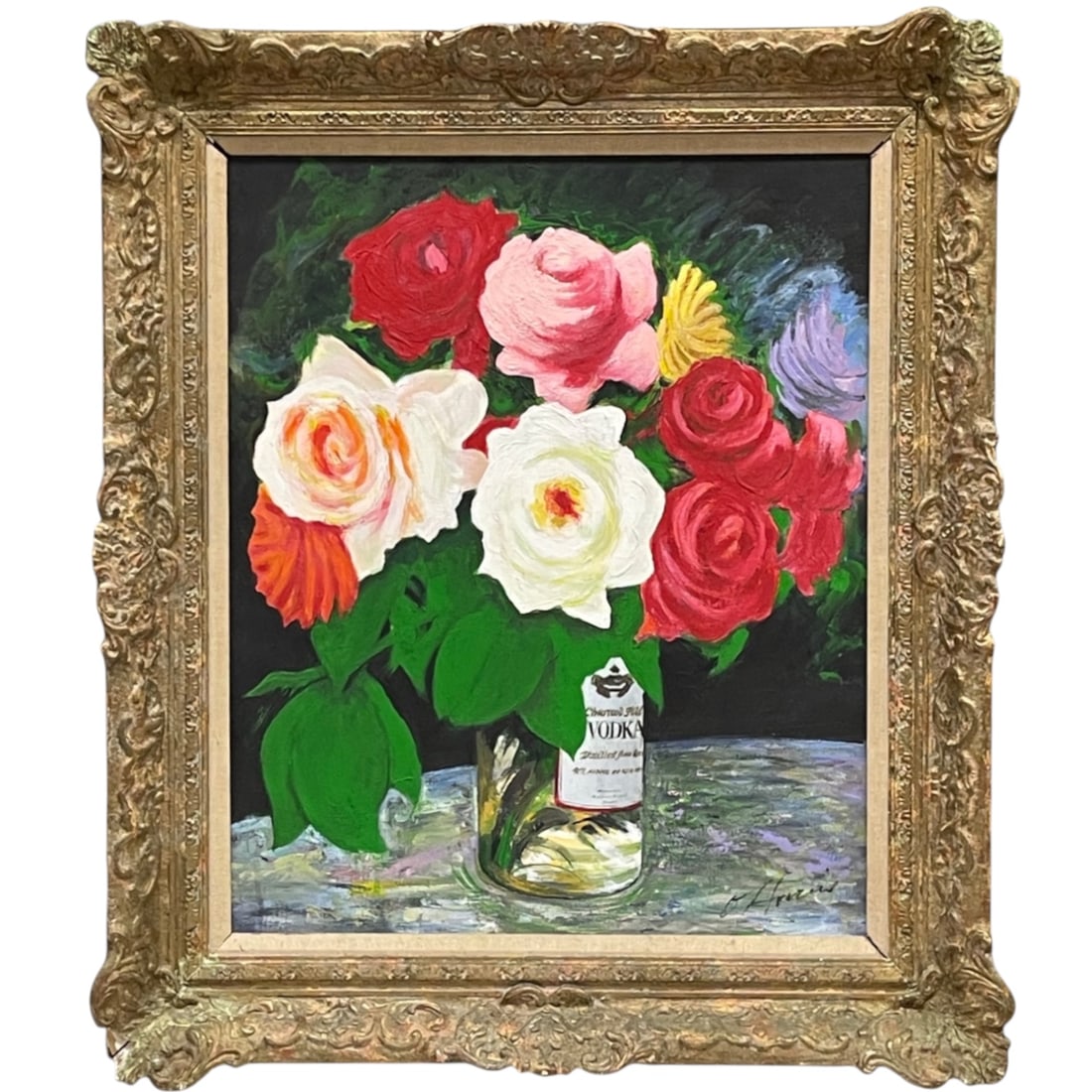 Oscar Harris (American 20th Century): Oscar Harris (American 20th Century). Oil On Canvas Bouquet Painting Oscar Harris. Frame: 29” x 24”