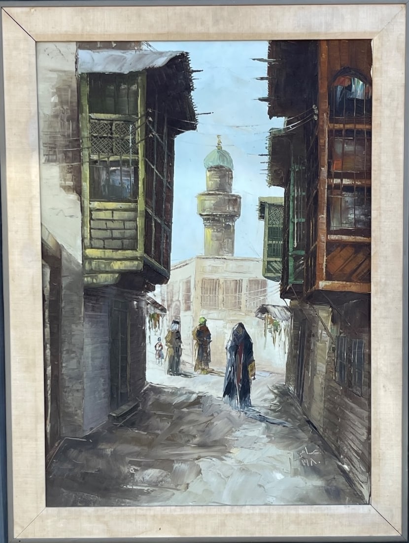 An Orientalist Arabian Oil on Canvas Street Painting (1 of 16)