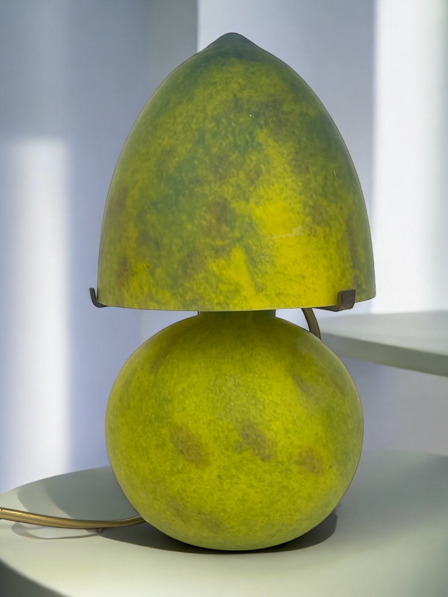 An Art Deco French Pistachio Color Mushroom Lamp (1 of 8)