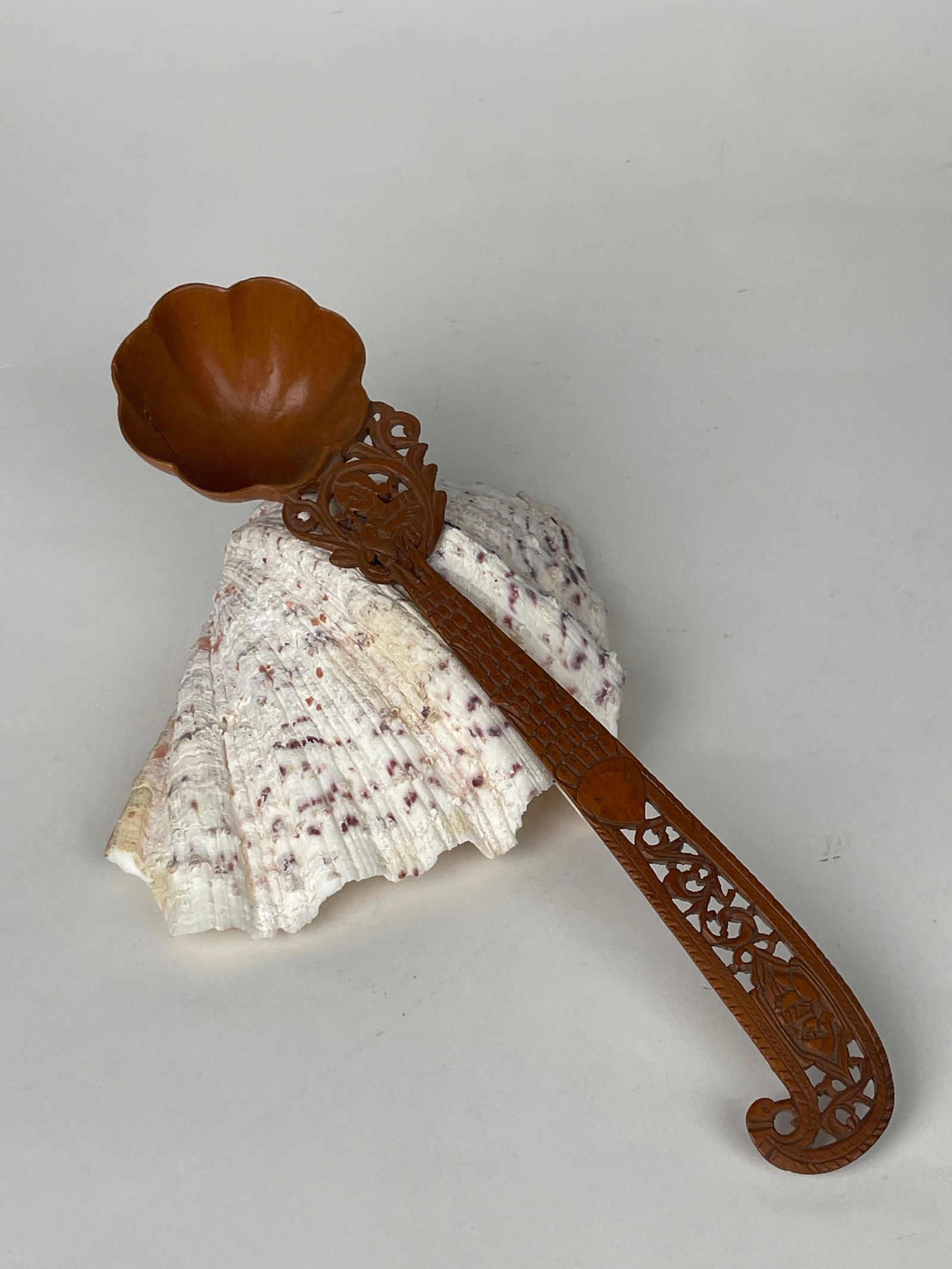 A Persian Qajar Hand Carved Wooden Sherbet Spoon. Iran, Circa 1880 (1 of 8)