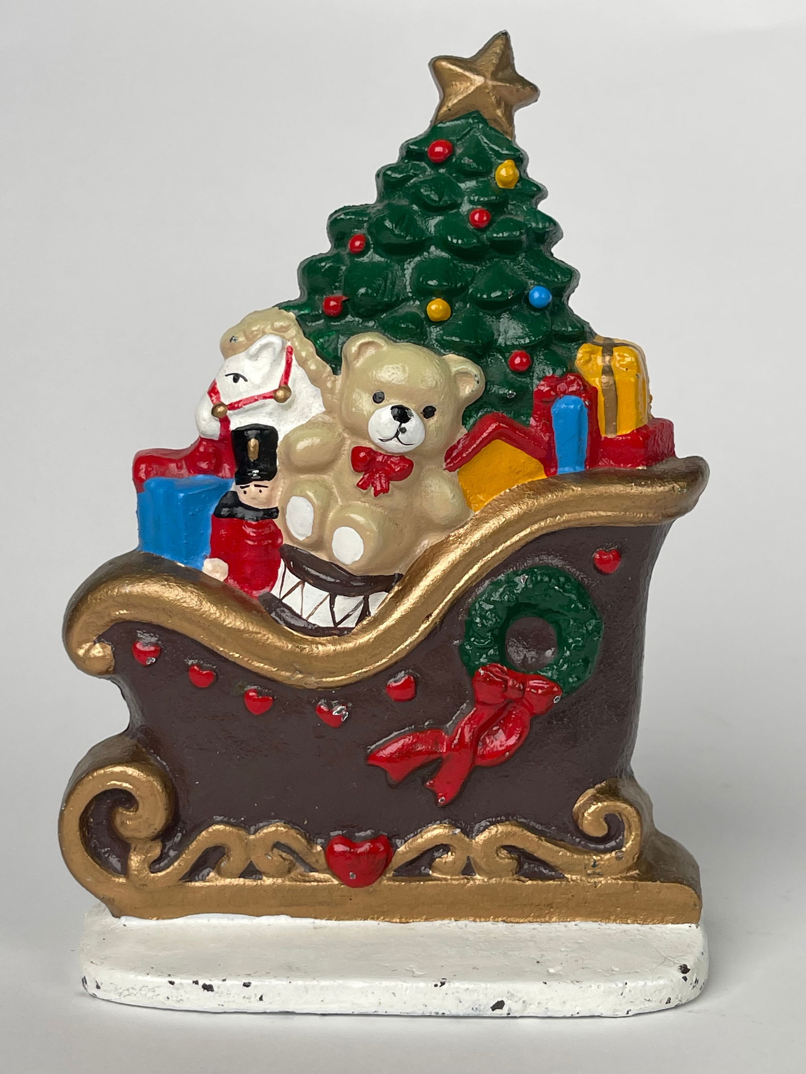 A Cast Iron Doorstop of Santa’s Sleigh Filled with Toys (1 of 5)