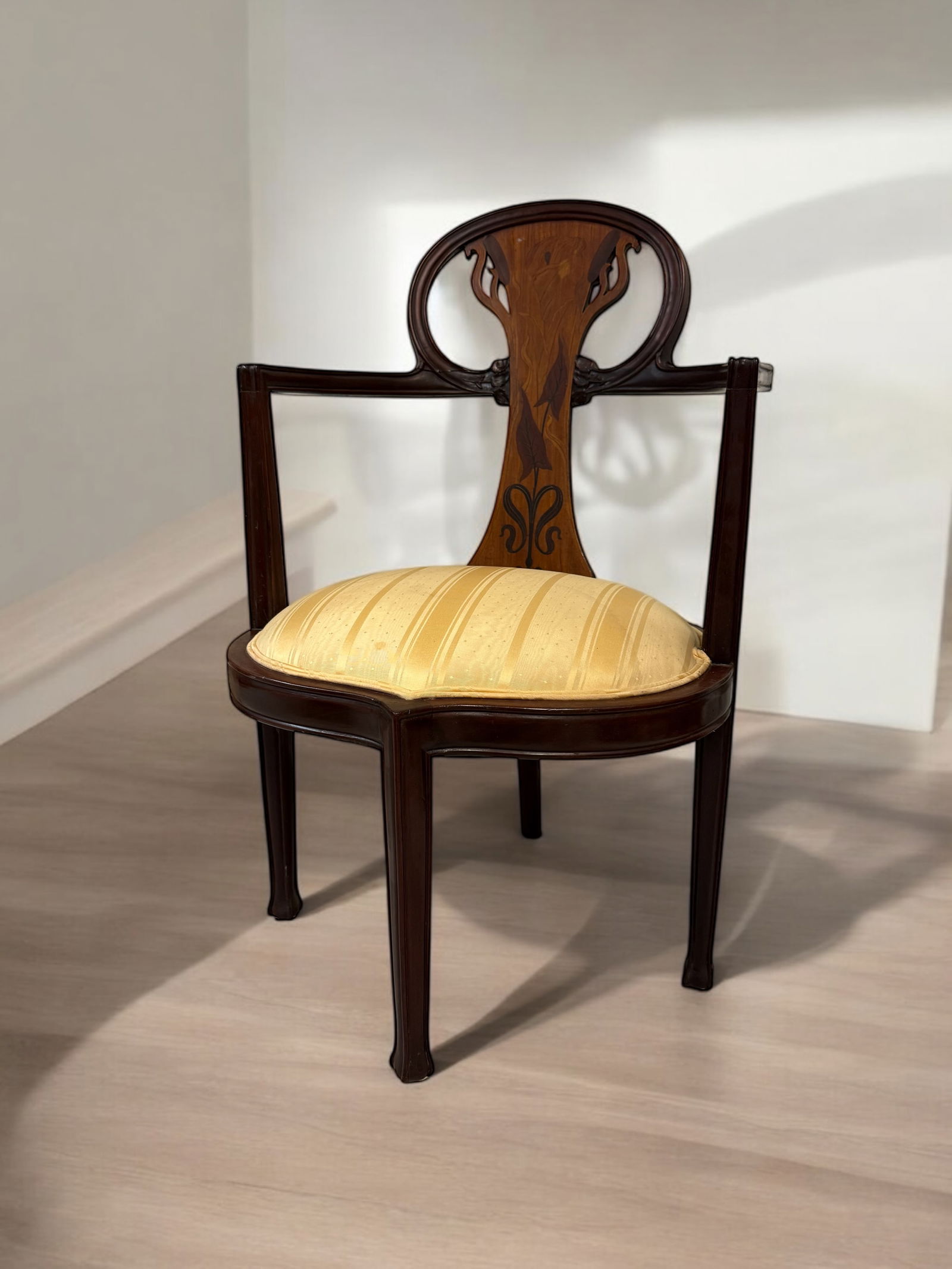 An Art Nouveau Wood Inlaid Chair (1 of 9)