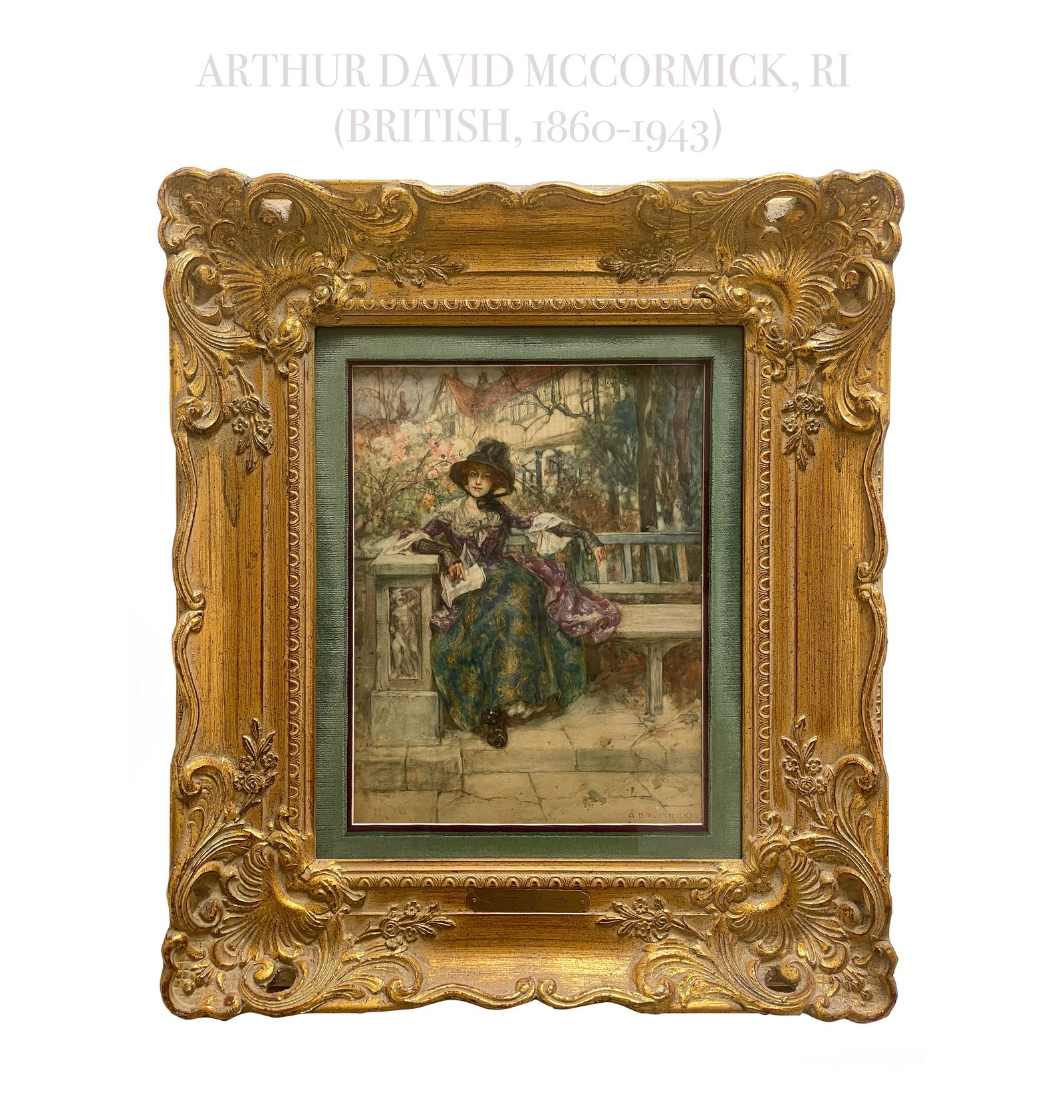 "Afternoon in the Park" Figurative Watercolor Painting by Arthur David McCormick (1 of 4)
