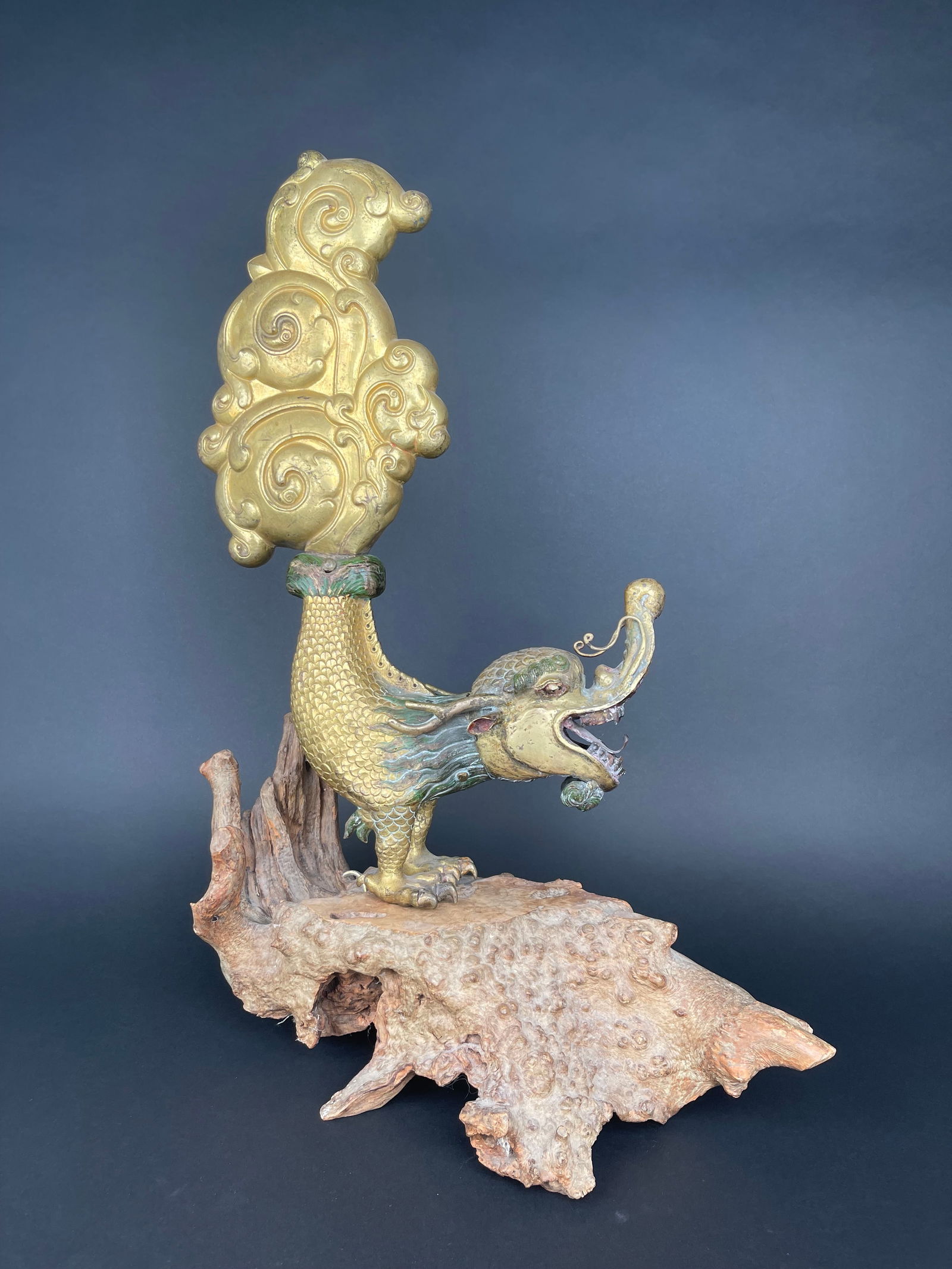 A Large Gilt Bronze Makara Finials, Tibet, Late 17th Early 18th Century (1 of 8)