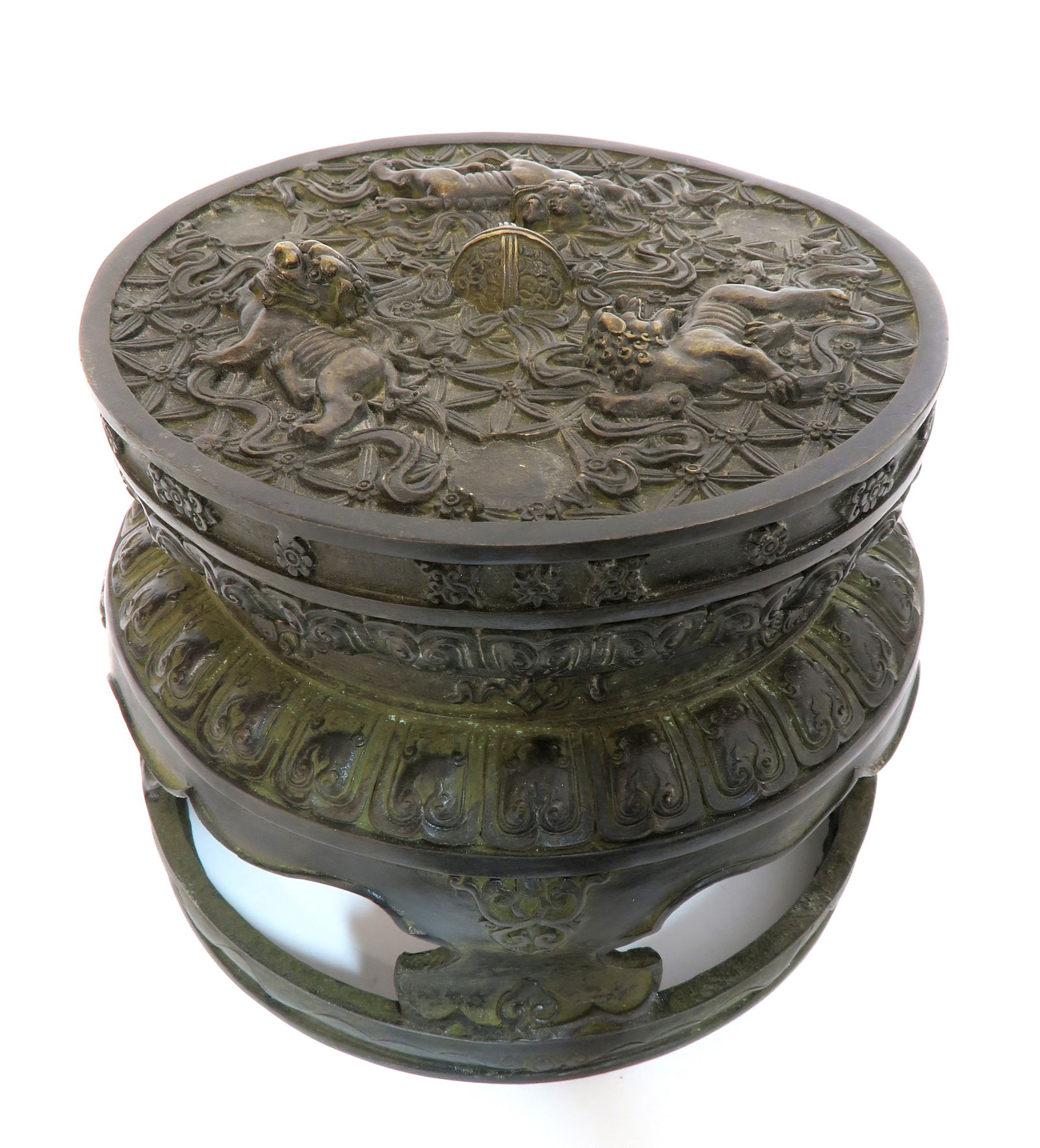 CHINESE BRONZE LIDDED CENSER, SIGNED - 3