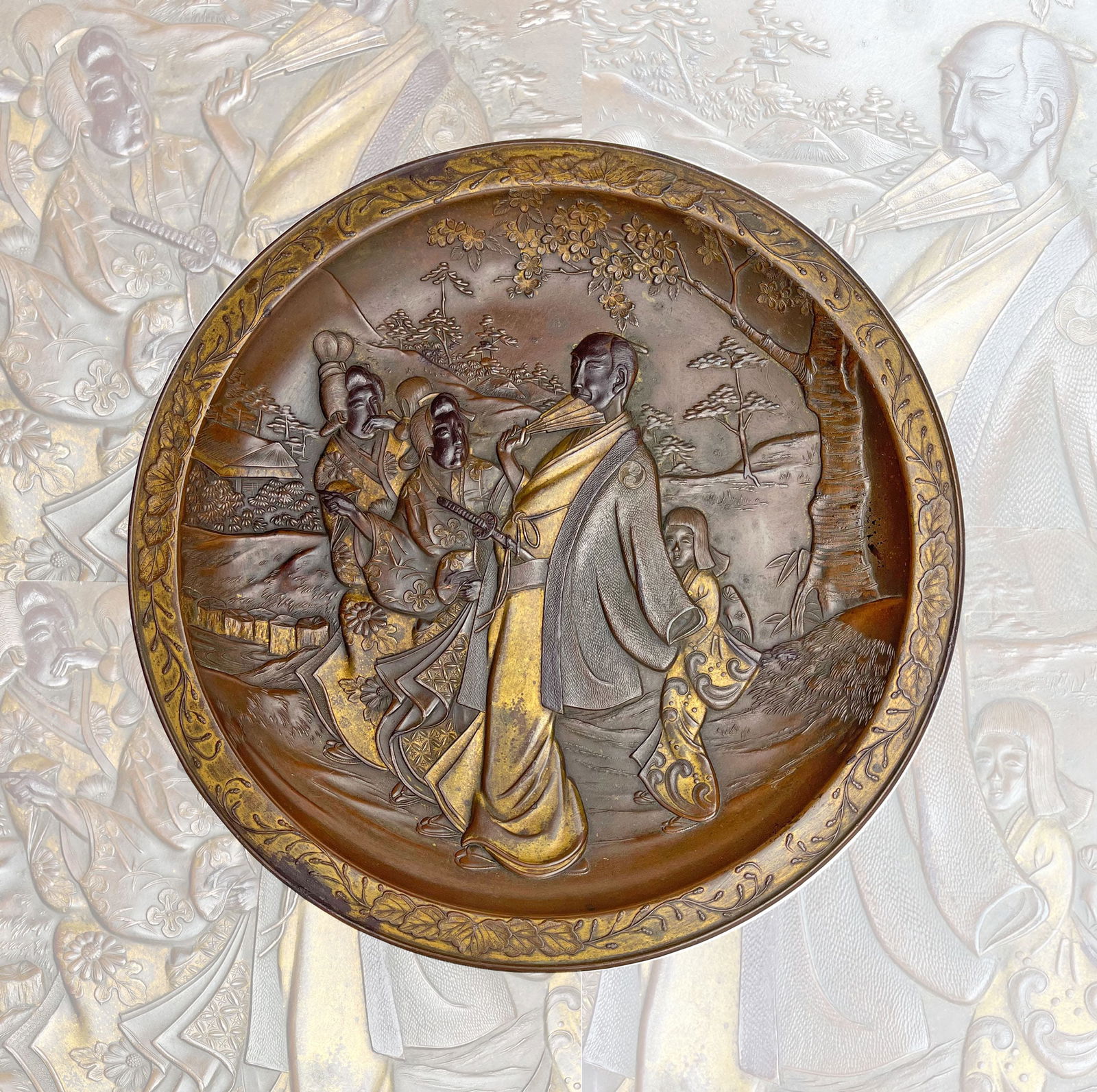 Japanese Meiji Period Mixed Metal Decorative Wall Plate (1 of 5)