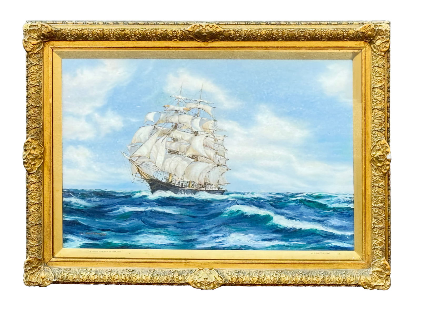 20th Century Oil On Canvas painting -The North America in Full Sail (1 of 4)