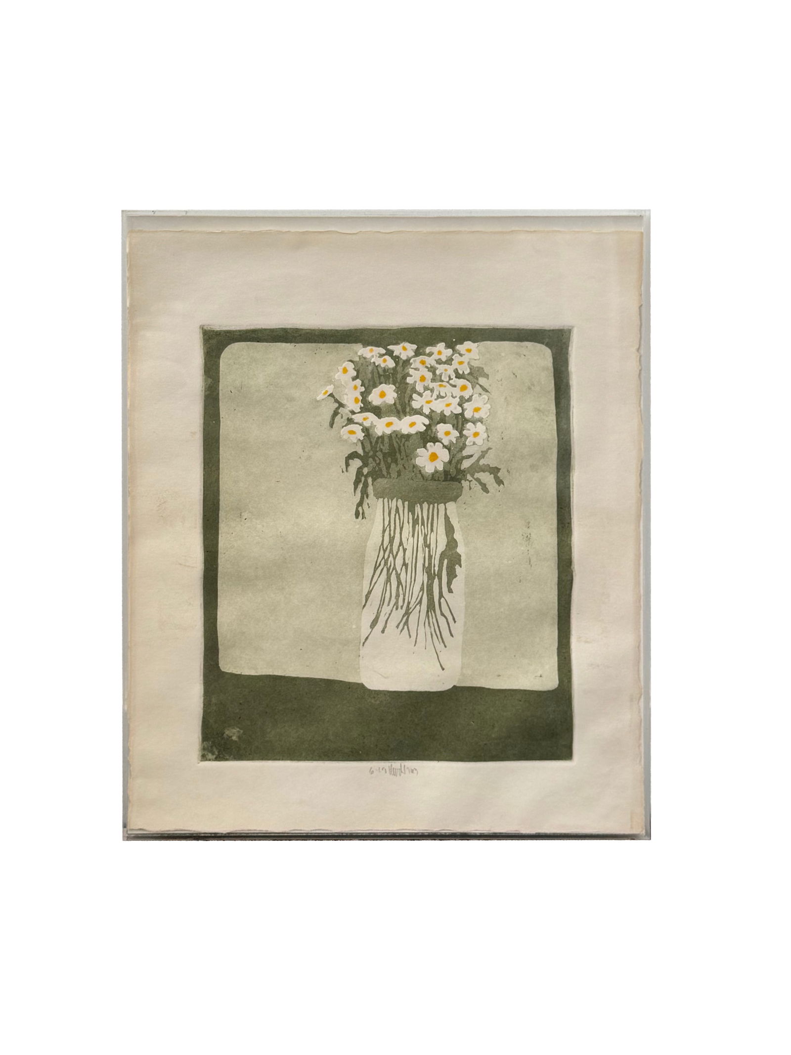 Bouquet Lithograph On Paper Signed & Dated 1917: Bouquet Lithograph On Paper Signed & Dated 1917. 16-1/4"x13-1/4"