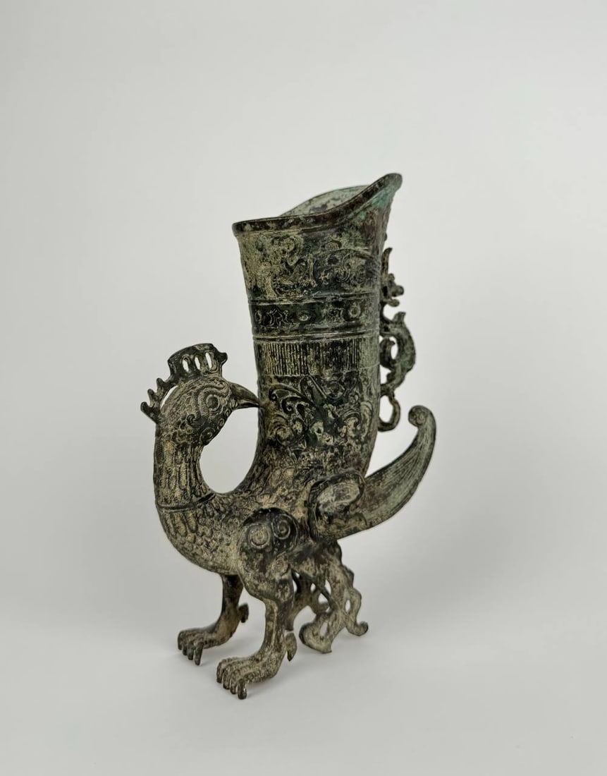 18th Century Chinese Bronze Mythical Phoenix Vase (1 of 11)