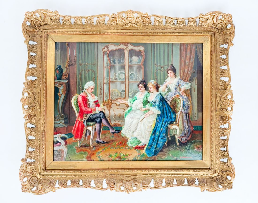 19th Century Italian Oil On Board Painting By Claude Ferrand: 19th Century Italian Oil On Board Painting By Claude Ferrand. 27"x24"